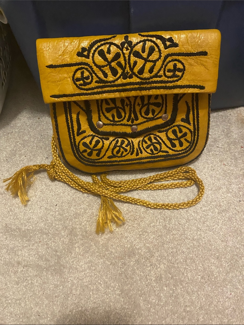 Moroccan Embroidered Yellow Crossbody Bag